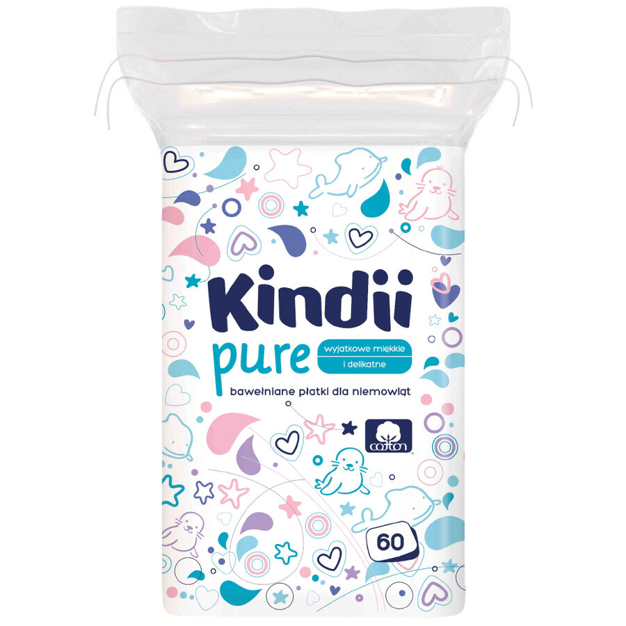 Set Kindii Pure, tampoane de bumbac pentru copii, 3 x 60 bucăți