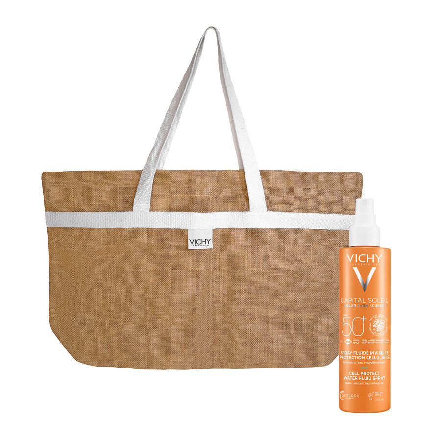 Vichy Capital Soleil Cell Protect, beschermingsspray voor gezicht en lichaam, SPF 50+, 200 ml + gratis strandtasje