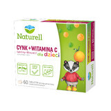 Naturell Zinc + Vitamina C pentru copii, aromă de portocale, 60 comprimate masticabile