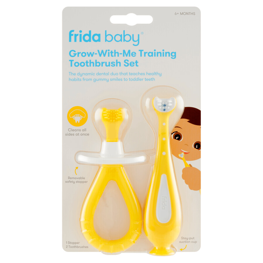 Frida Baby Crece Conmigo, set de aprendizaje del cepillo de dientes para bebés, a partir de 6 meses