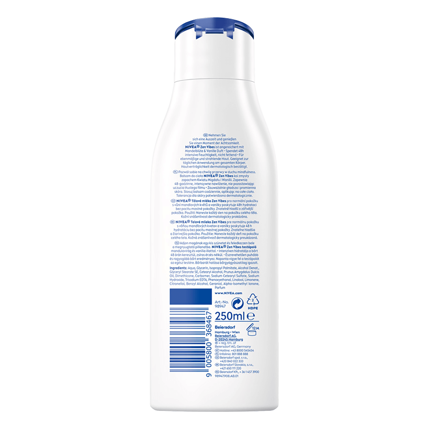 Nivea Zen Vibes, loțiune de corp, migdale și vanilie, 250 ml