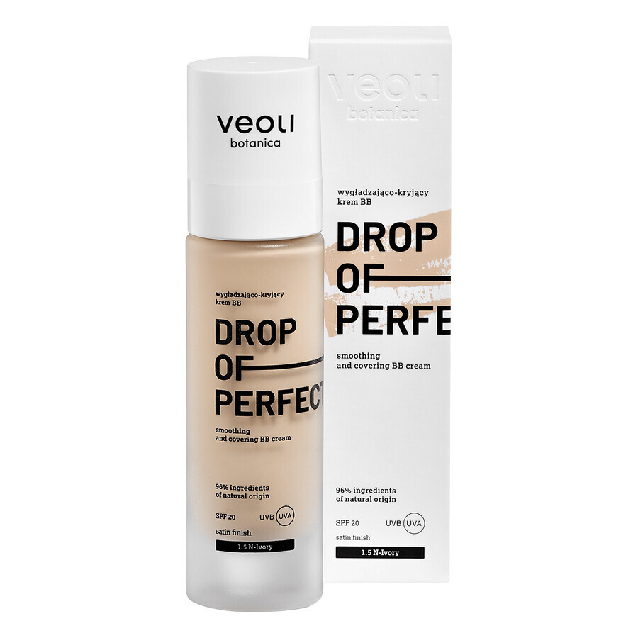 Veoli Botanica Drop of perfection. BB Cream smoothing and covering, SPF 20, no. 1.5 N Ivory, 30 ml