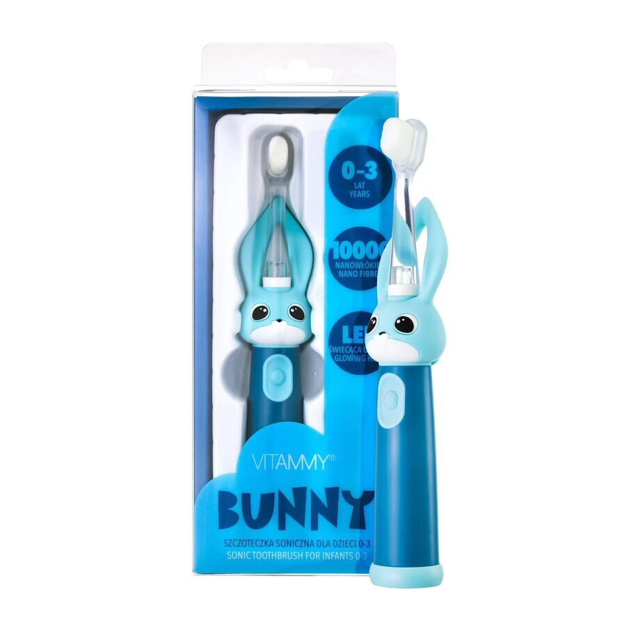 Vitammy Bunny, periuță de dinți sonică pentru copii, albastră, 0-3 ani, 1 buc