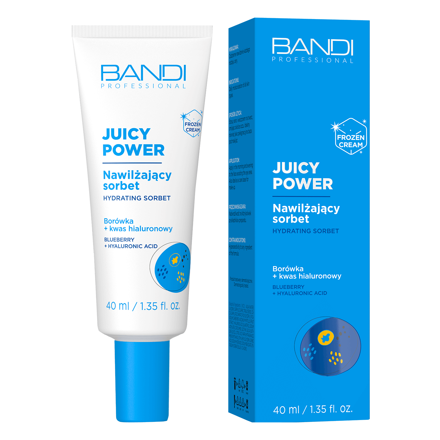 Bandi Juicy Power, sorbet hidratant pentru față, afine + acid hialuronic, 40 ml