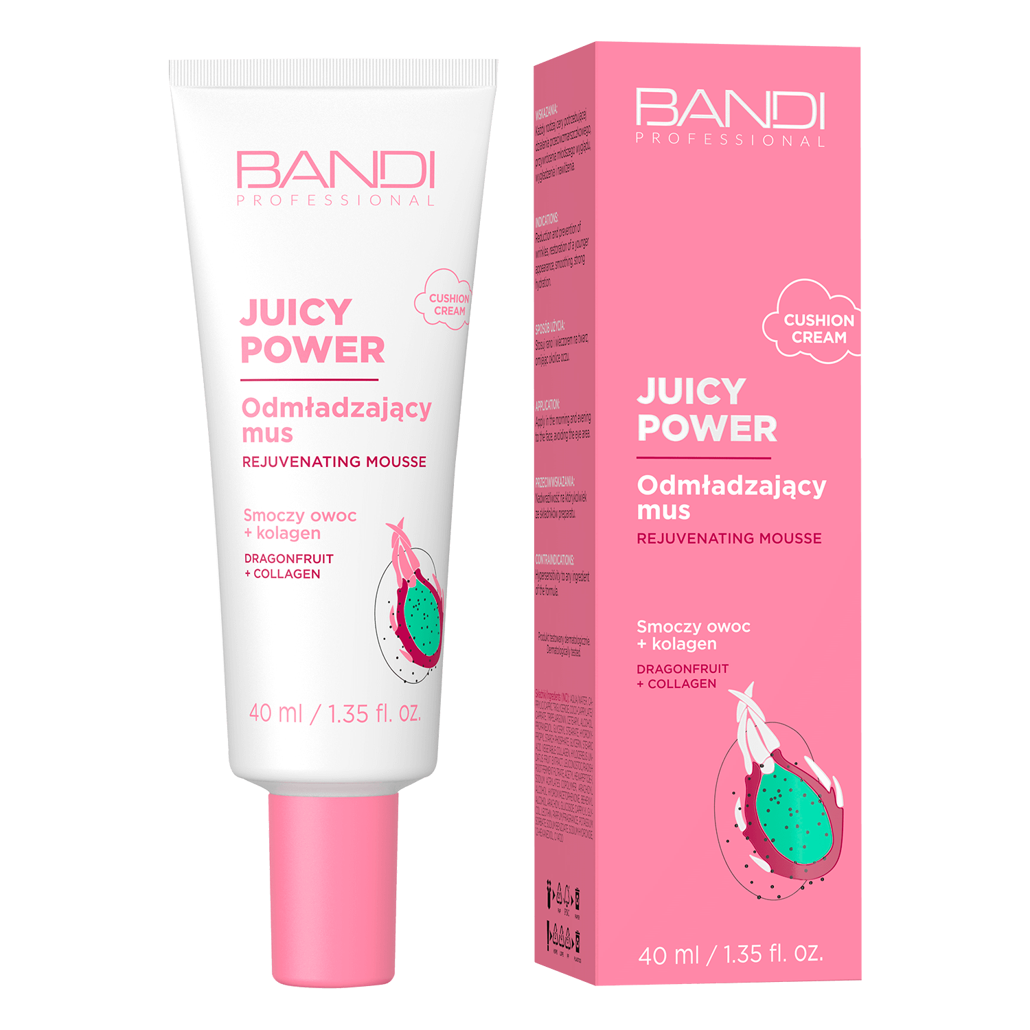 Bandi Juicy Power, spumă de față întineritoare, fruct de dragon + colagen, 40 ml