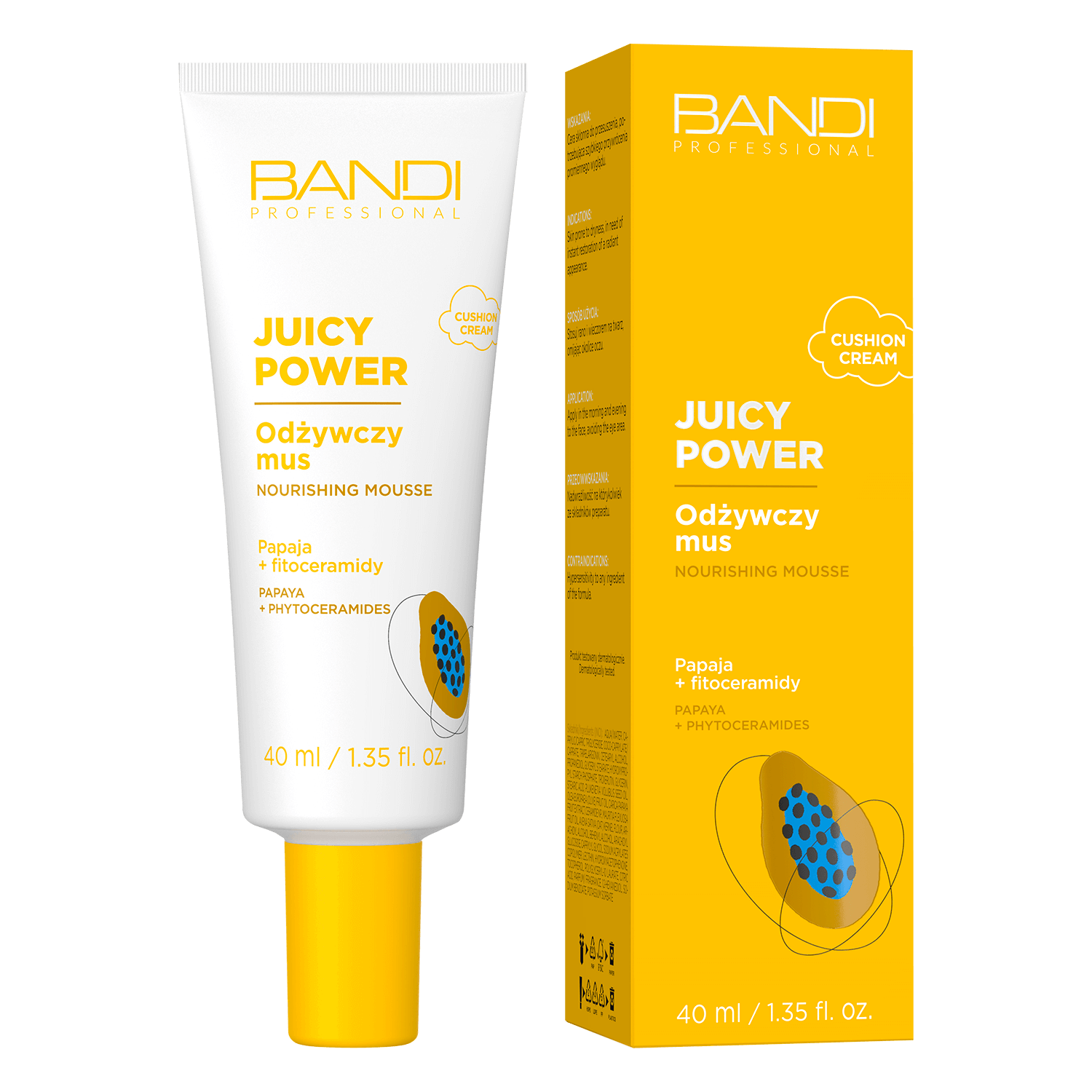 Bandi Juicy Power, spumă hrănitoare pentru față, papaya + phytoceramides, 40 ml