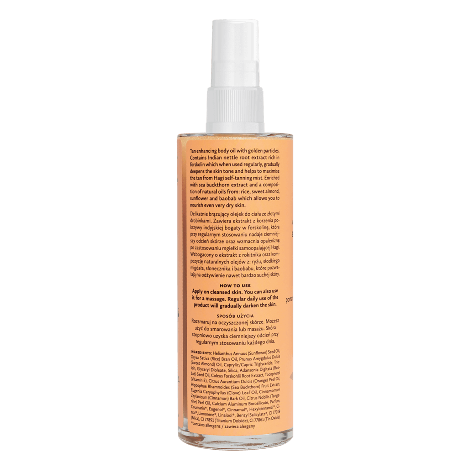 Hagi Spicy Orange, ulei de corp natural, bronzant și iluminator, 100 ml