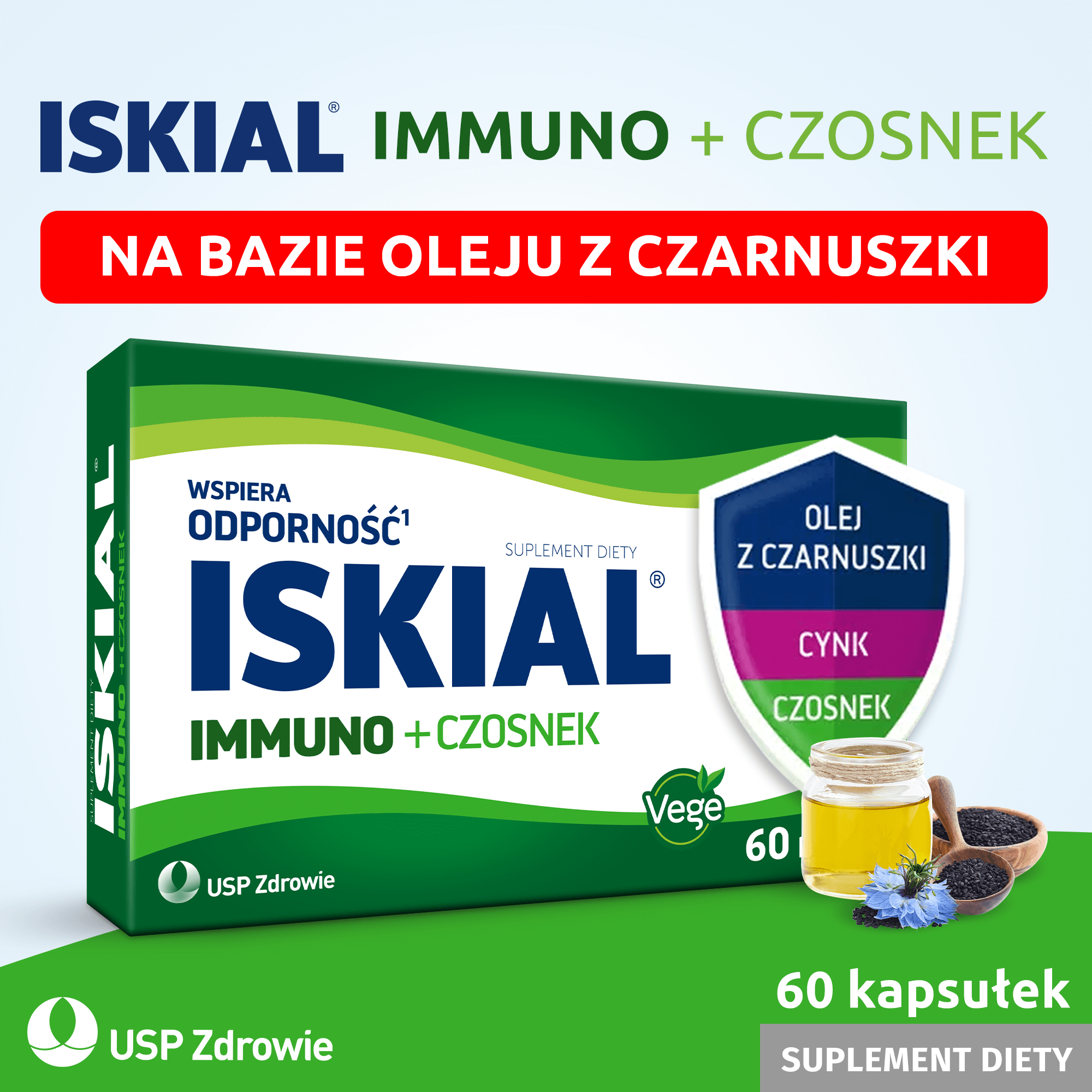 Iskial Immuno + Usturoi, pentru copii peste 6 ani și adulți, 60 capsule