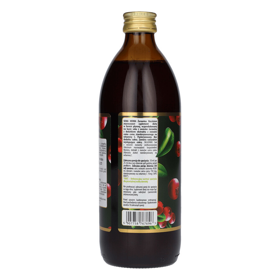 SEMA Herba Cranberry, suc de fructe, 500 ml