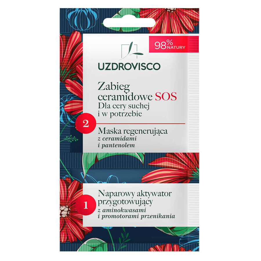 Tratamiento Uzdrovisco Ceramide SOS, mascarilla regeneradora para pieles secas y necesitadas, 10 ml