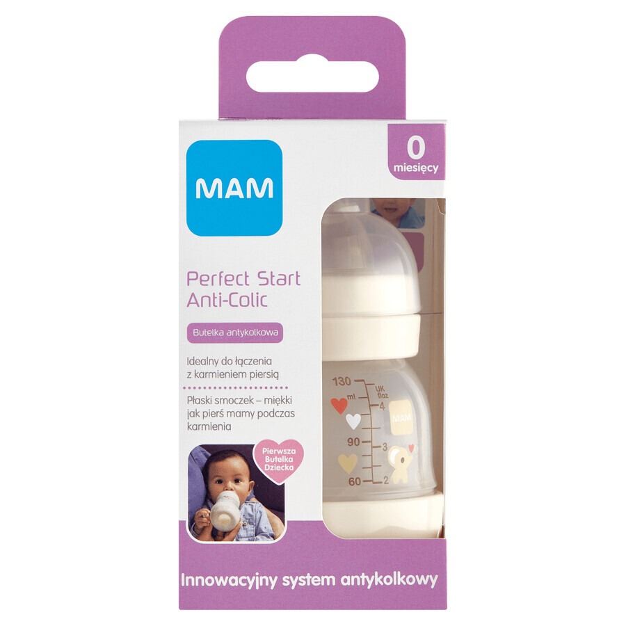 MAM Perfect Start Anti-Colic, sticlă anti-colică, Better Together, unisex, de la naștere, 130 ml