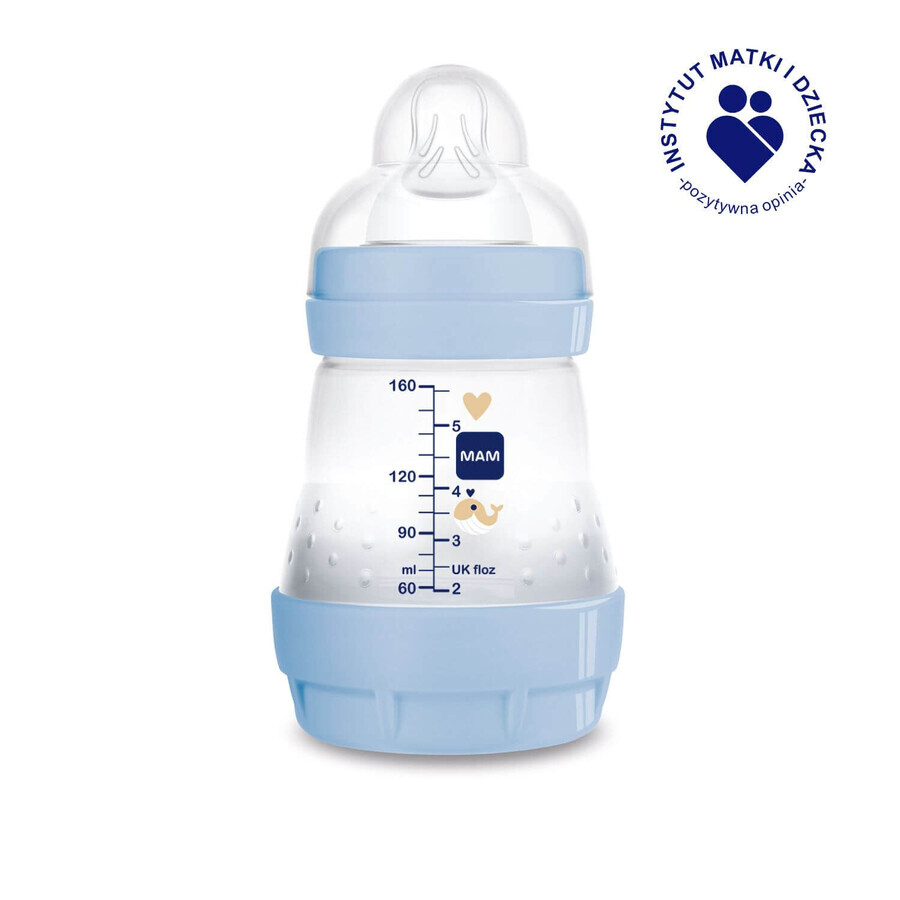 MAM Perfect Start Anti-Colic, sticlă anti-colică, Better Together, băiat, de la naștere, 160 ml