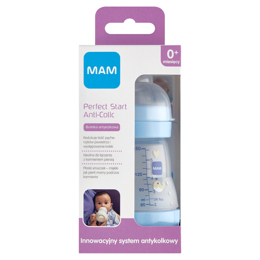 MAM Perfect Start Anti-Colic, sticlă anti-colică, Better Together, băiat, de la naștere, 160 ml