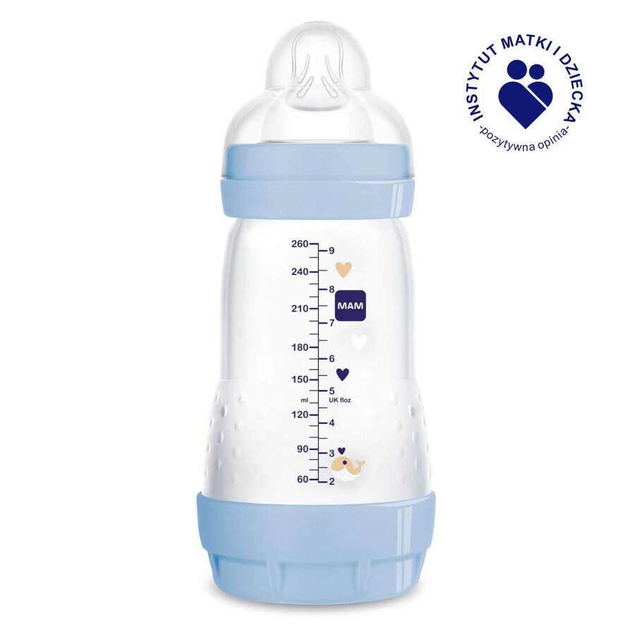 MAM Perfect Start Anti-Colic, sticlă anti-colică, Better Together, băiat, de la 2 luni, 260 ml