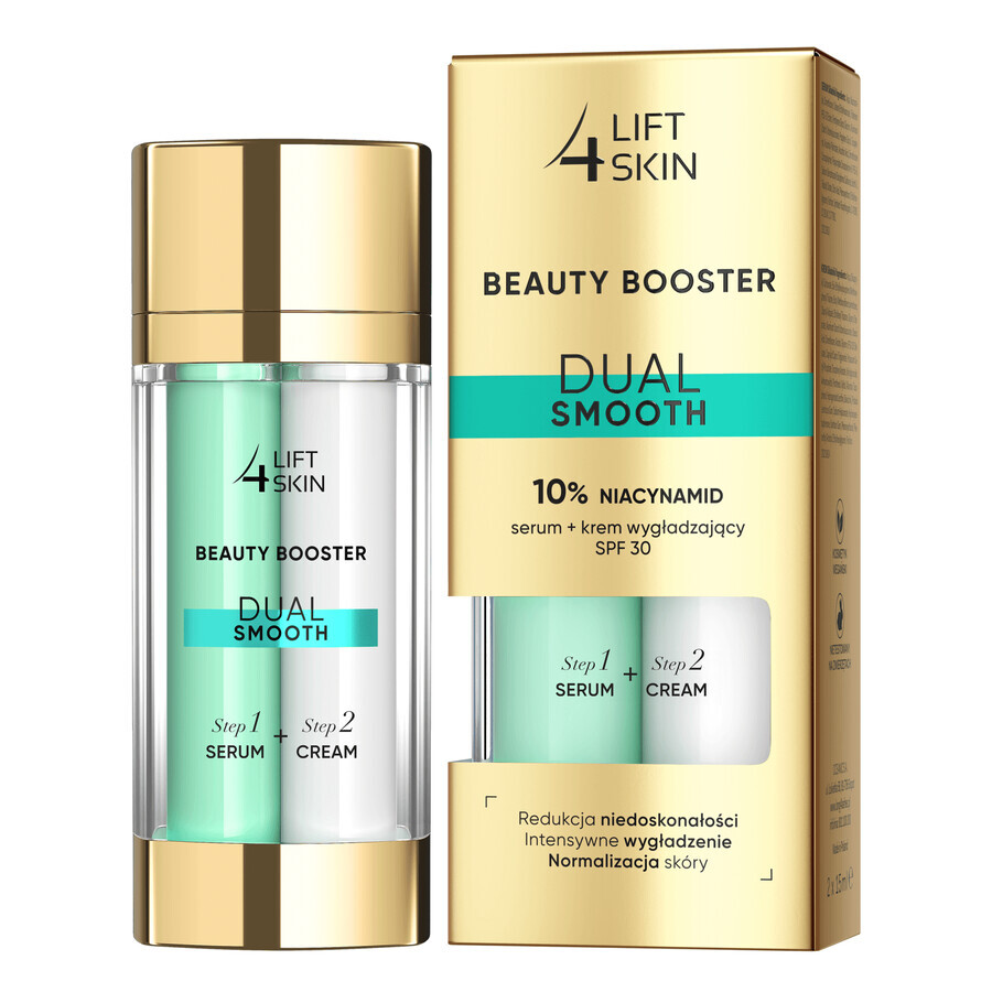 Lift4Skin Beauty Booster Dual Smooth Set, 10% Niacinamide Serum, 15ml + Smoothing Cream, SPF 30, 15ml