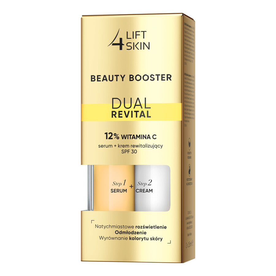 Lift4Skin Beauty Booster Dual Revital set, ser cu 12% vitamina C, 15 ml + cremă revitalizantă, SPF 30, 15 ml