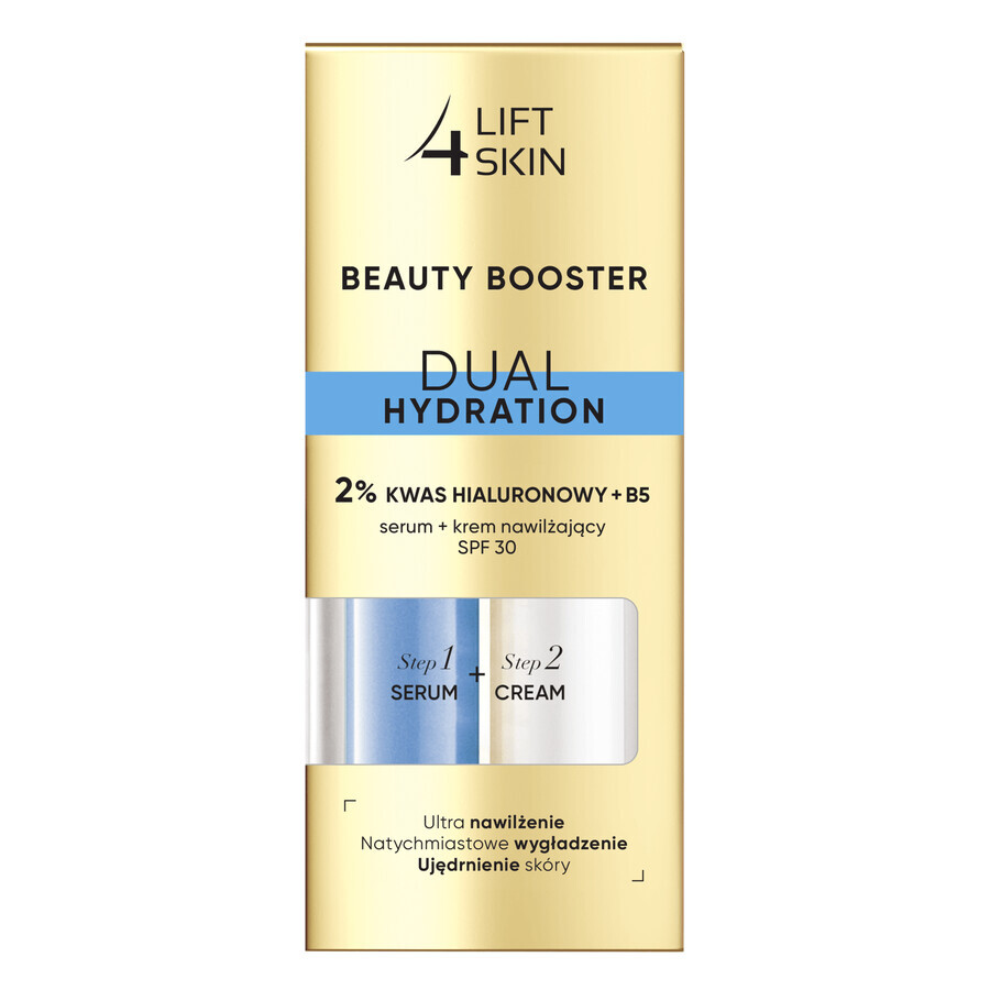 Lift4Skin Beauty Booster Dual Hydration set, ser 2% acid hialuronic + B5, 15 ml + cremă hidratantă, SPF 30, 15 ml