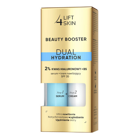 Lift4Skin Beauty Booster Dual Hydration set, ser 2% acid hialuronic + B5, 15 ml + cremă hidratantă, SPF 30, 15 ml