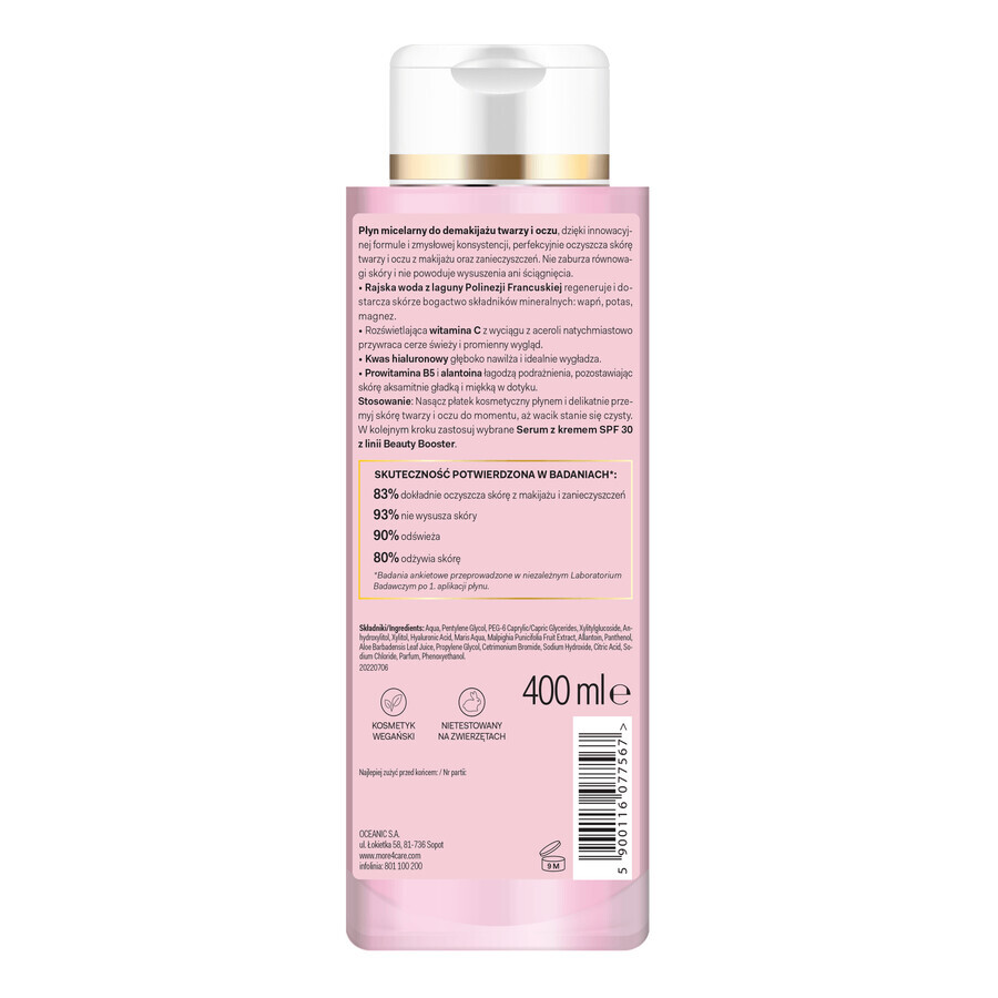 Lift4Skin Beauty Booster, Lichid micelar pentru demachiere față și ochi, 400 ml