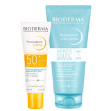 Bioderma Photoderm Creme set, crema facial protectora, piel seca, SPF 50+, 40 ml + gel-crema calmante que prolonga el bronceado, 100 ml