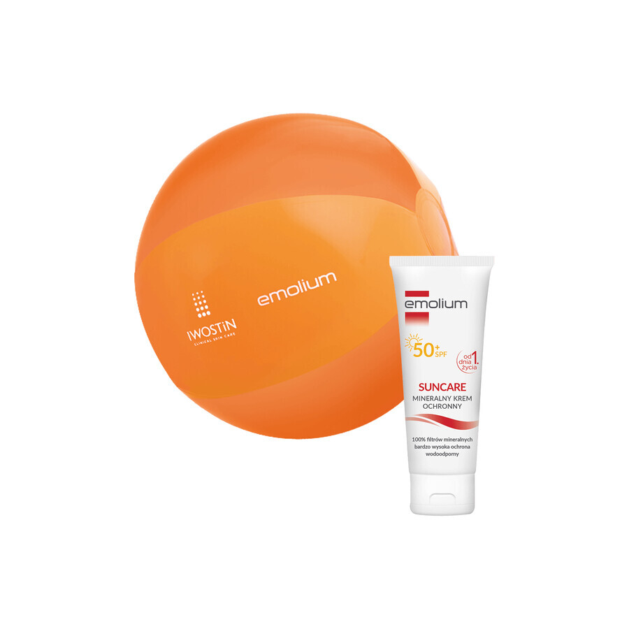 Emolium Suncare, crème de protection minérale pour enfants dès le premier jour et adultes, SPF 50+, 50 ml + ballon de plage gratuit