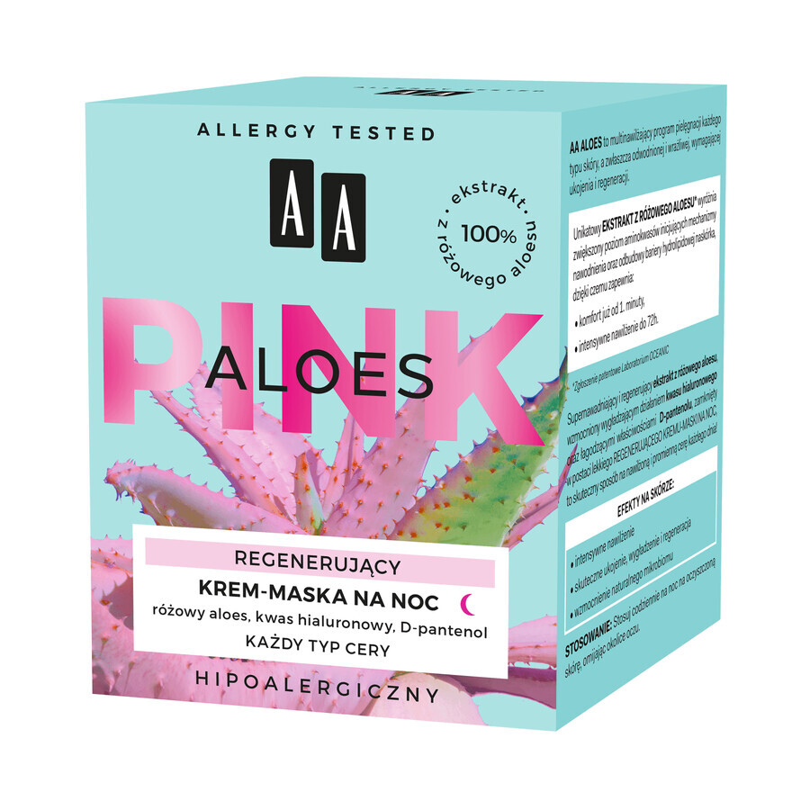 AA Aloë Pink, regenererend nachtcrème-masker, 50 ml