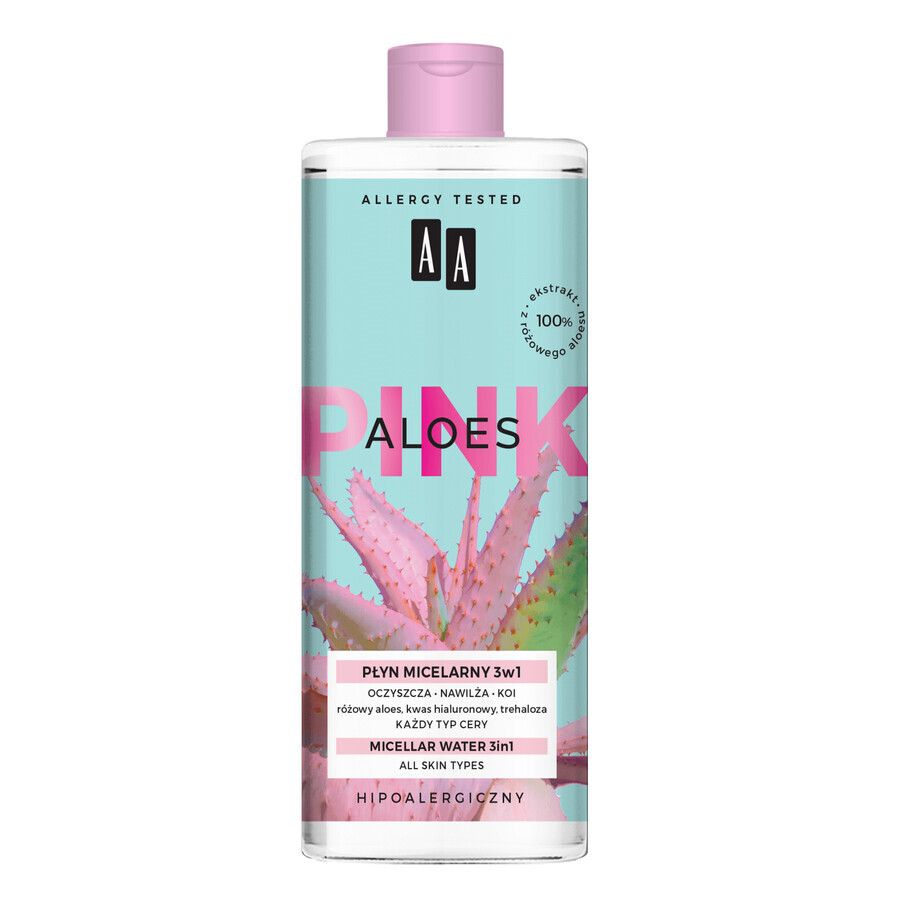 AA Aloe Pink, lotion micellaire 3en1, tous types de peau, 400 ml