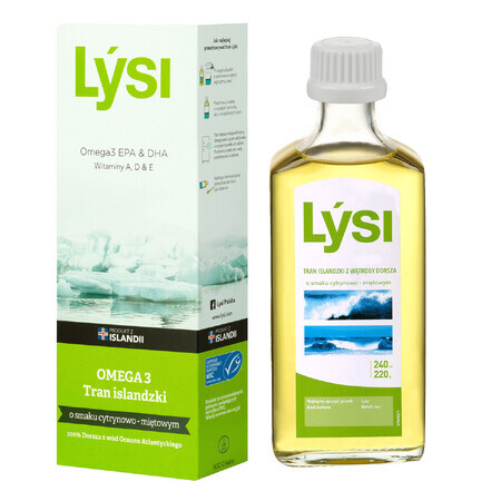 Lysi Icelandic transfats, aromă de lămâie și mentă, 240 ml