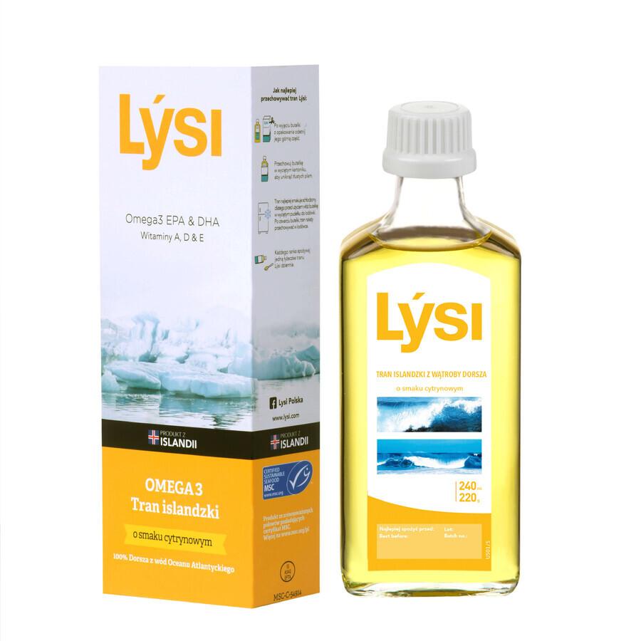 Lysi Icelandic transfats, aromă de lămâie, 240 ml