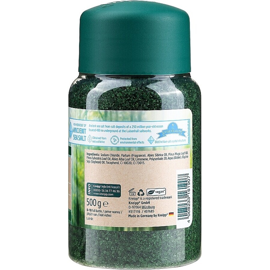 Kneipp Mindful Forest Abete e Pino, cristalli di sale minerale da bagno, 500 g