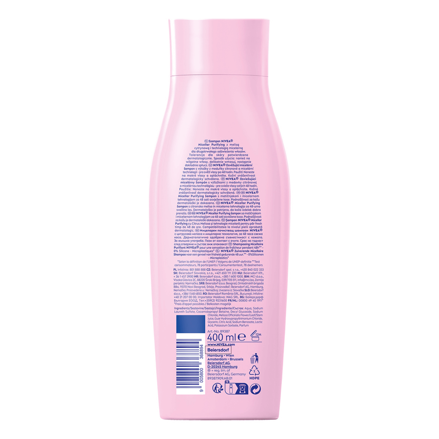 Nivea Micellar Purifying, Șampon pentru împrospătarea părului, 400 ml