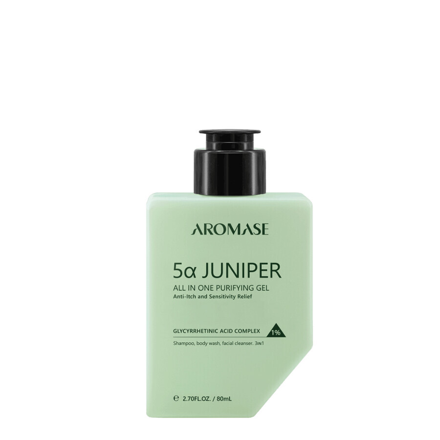 Aromase 5a Juniper Purificator de la cap la picioare 3 în 1, gel de curățare pentru față și corp și șampon, 80 ml