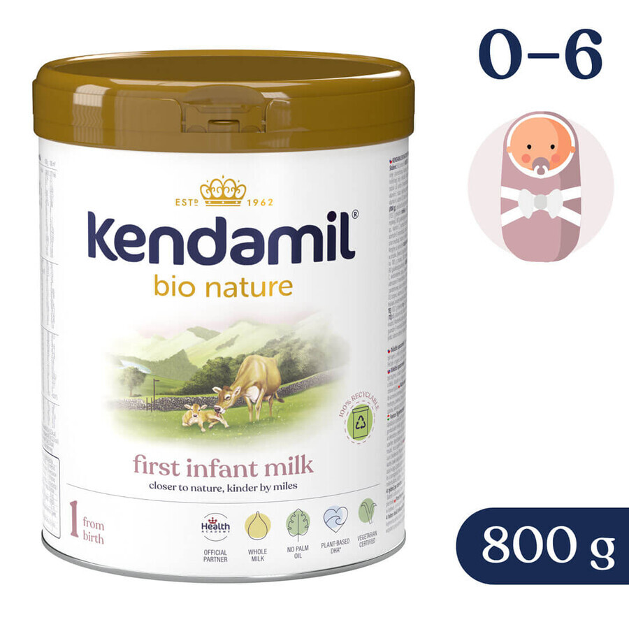 Kendamil Bio Nature 1, lapte pentru sugari, de la naștere, 800 g