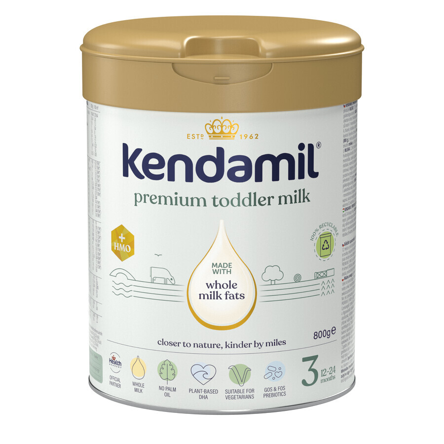 Kendamil Premium 3 HMO+, lapte pentru copii, după 12 luni, 800 g