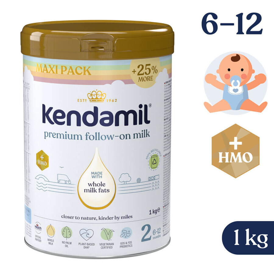 Kendamil Premium 2 HMO+, lapte de continuare, după 6 luni, 1 kg