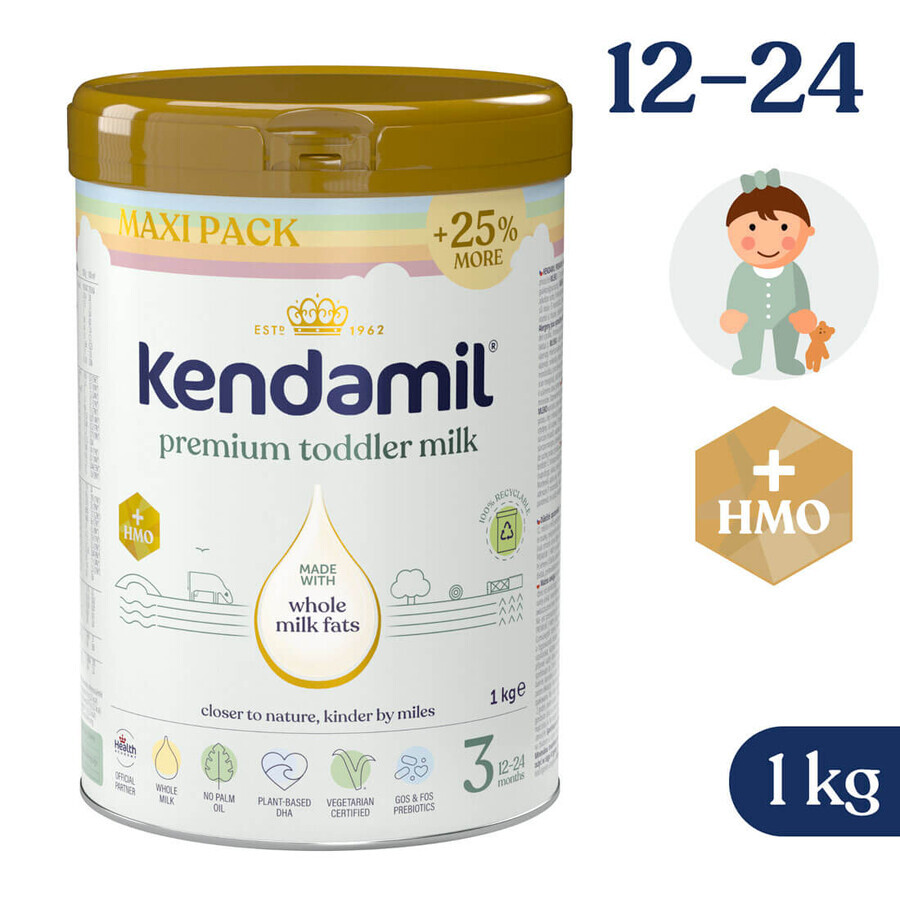 Kendamil Premium 3 HMO+, lapte pentru copii, după 12 luni, 1 kg