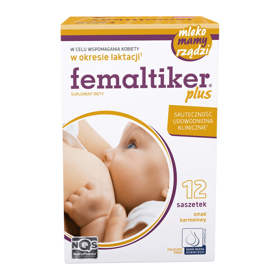 Femaltiker Plus Set, Karamellgeschmack, 3x12 Tütchen + Ster tricolor Wasserbiss gratis