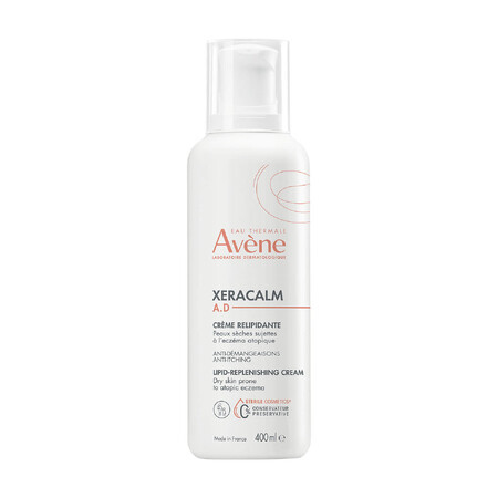 Avene XeraCalm A.D, cremă de reaprovizionare cu lipide pentru față și corp, piele foarte uscată, atopică și pruriginoasă, 400 ml