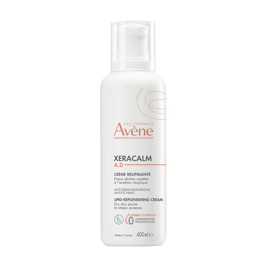 Avene XeraCalm A.D, cremă de reaprovizionare cu lipide pentru față și corp, piele foarte uscată, atopică și pruriginoasă, 400 ml