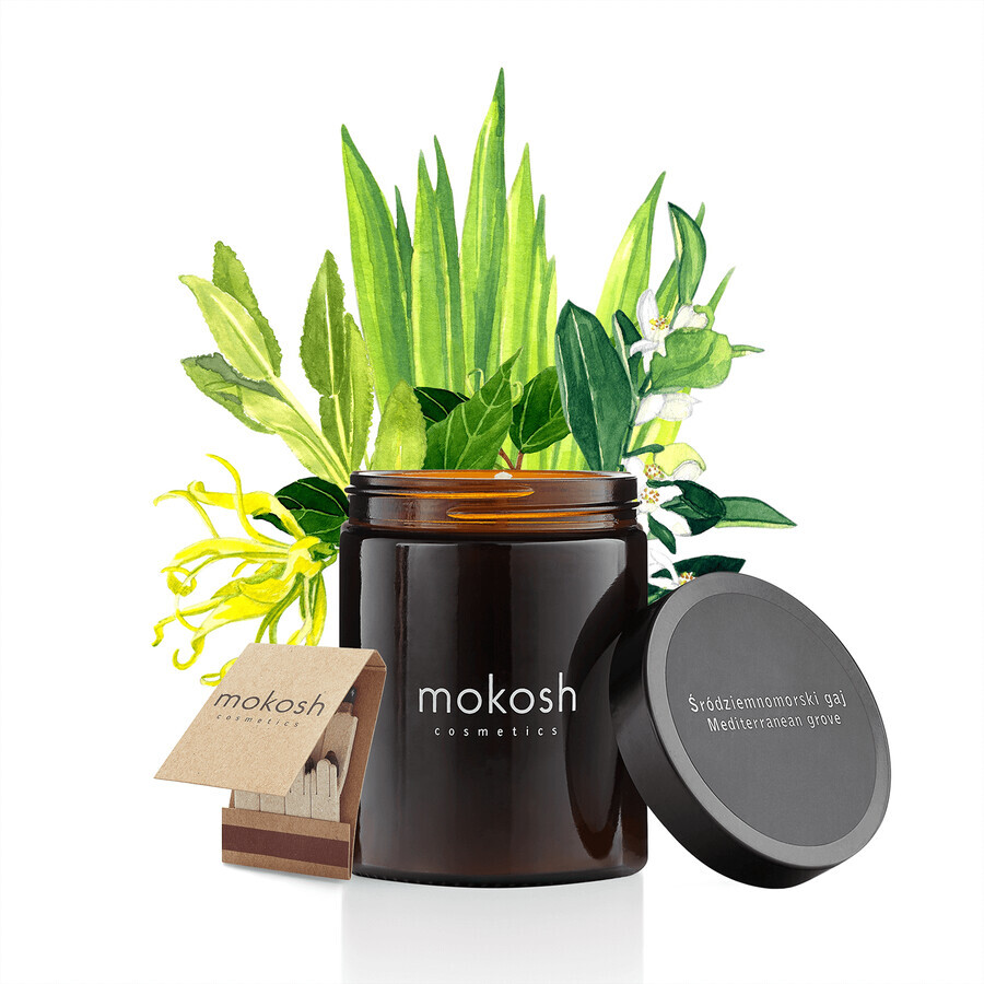 Mokosh, vela vegetal de soja, arboleda mediterránea, 140 g