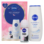 Nivea Soft Moment set, shower gel, Creme Soft, 250 ml + Black &amp; White Invisible, antiperspirant stick, 48h, Transparent, 50 ml