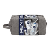 Kit Nivea Men Silver Control, balsam aftershave, antibacterian, 100 ml + roll-on antiperspirant, 48h, 50 ml + gel de duș 3 în 1 pentru față, corp și păr, 250 ml