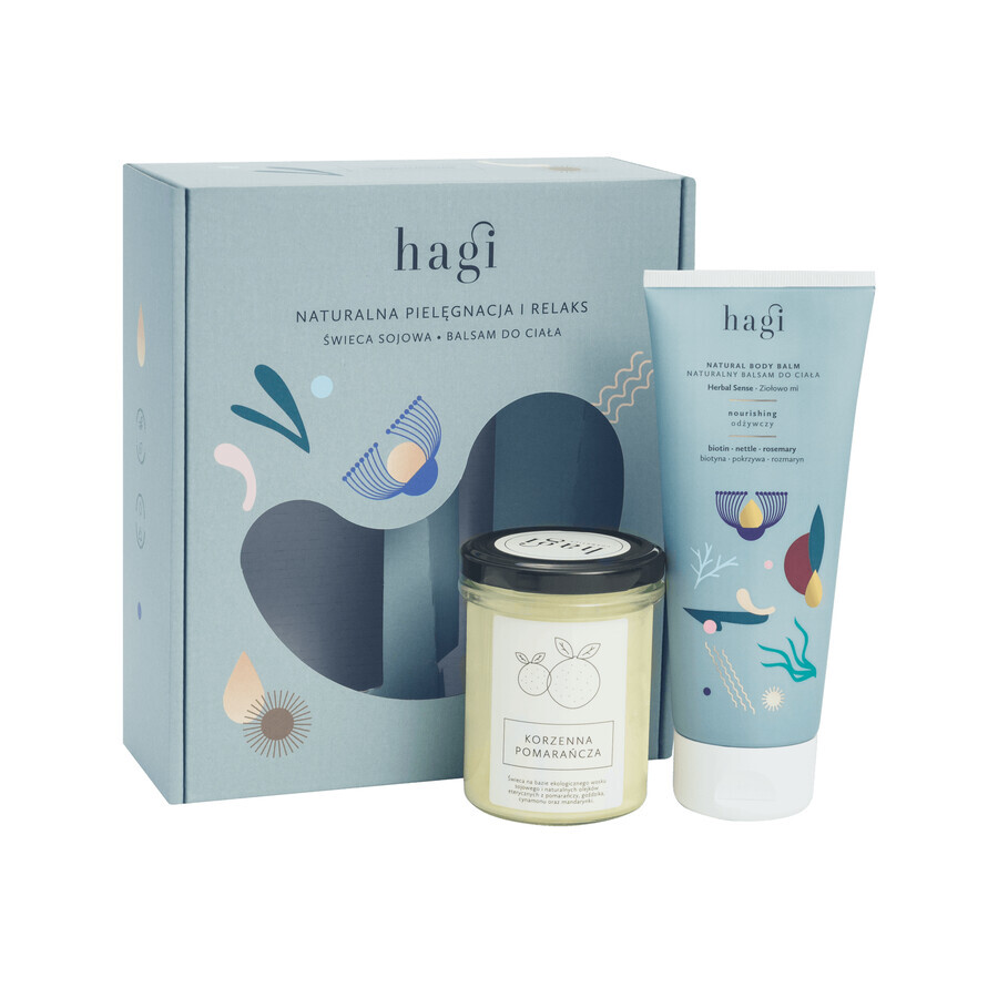 Hagi Herbal Mi set, body lotion, 200 ml + soy candle, Spicy Orange, 215 ml