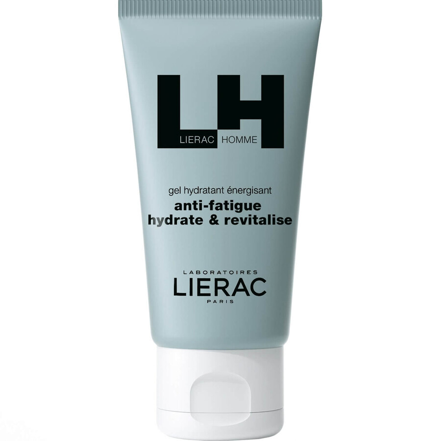 Set Lierac Homme, gel de față energizant, 50 ml + gel de duș multifuncțional, 50 ml + geantă cosmetică cadou