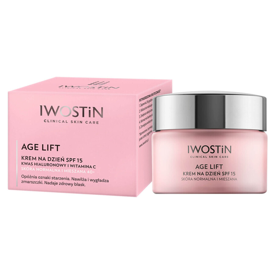 Iwostin Age Lift Set, Tagescreme, normale und Mischhaut, SPF 15, 50 ml + Augencreme, 15 ml + Anti-Falten-Serum, 30 ml