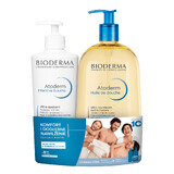 Bioderma Atoderm set, bálsamo emoliente calmante, 500 ml + aceite de ducha ultra nutritivo, 1 l