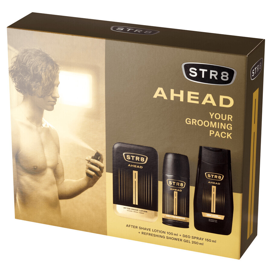 STR8 Ahead set, aftershave, 100 ml + deodorant spray, 150 ml + douchegel, 250 ml