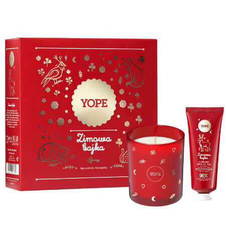 Set Yope Winter Fairy Tale, vela perfumada + crema protectora para manos, 50 ml