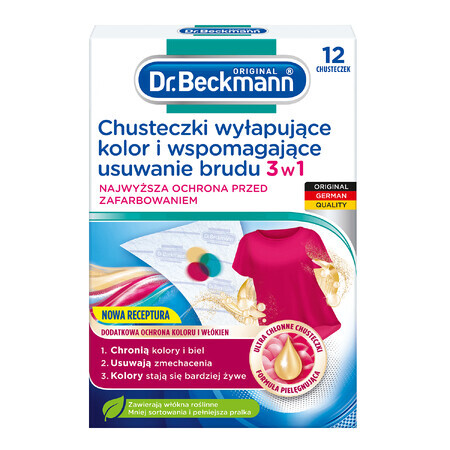 Beckmann, lingettes attrape-couleurs et anti-salissures 3en1, 12 pièces