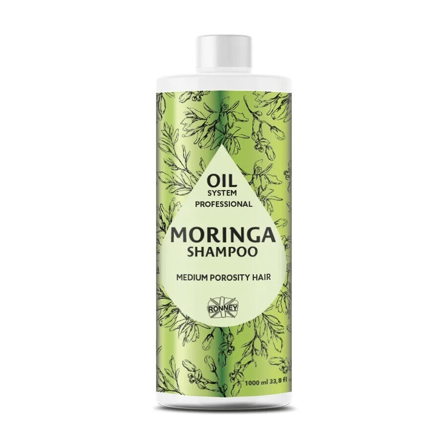 Ronney Professional Oil System Cabello de Porosidad Media, champú para cabello de porosidad media con aceite de moringa, 1000 ml